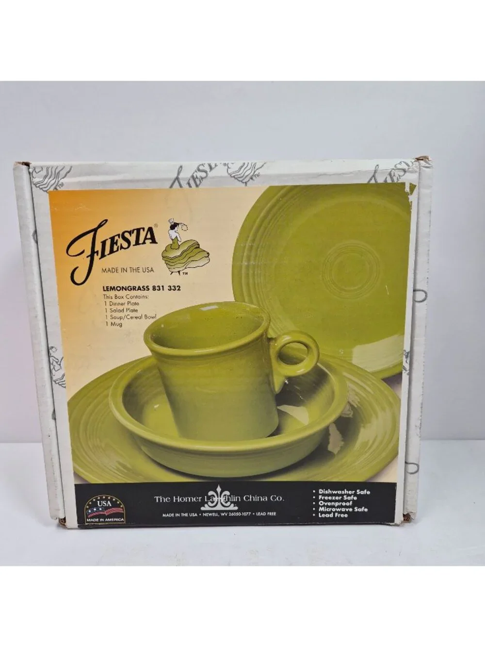 Fiesta Lemongrass by Homer Laughlin 4-Piece Dinnerware Set Made In USA-Retired - Picture 1 of 8